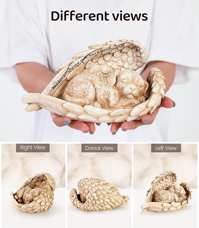 Dog Memorial Stone for Outdoor, Pet Memorial Stones for Dogs with Personalized Engraving, Weather-Resistant Garden Stone for Pet Cemetery, Backyard & Memorial Garden to Honor Pets(Light Brown)