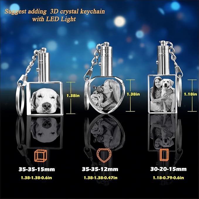 Pet Memorial Gifts for Dogs,Cats,Personalized 3D Crystal Photo,Custom 3D Pictures,Dog Memorial Gift,3D Laser Etched Picture, Customized Gifts,Personalized Photo Gifts