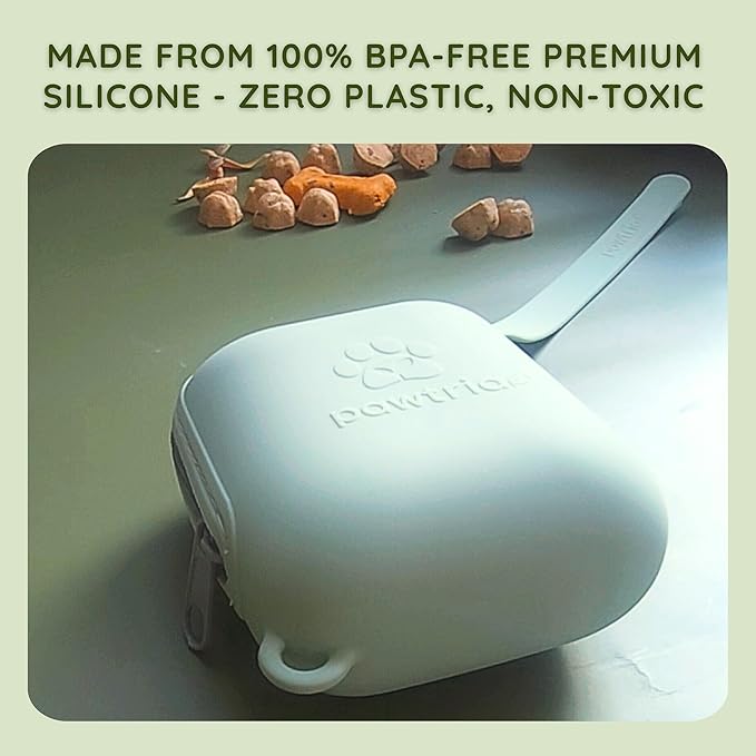 Pawtria Eco Duo Set: Dog Poop Bags (120) + Premium BPA Free Silicone Treat Case (3.25"H X 2.75"L), BPA-Free, Leak-Proof, Biodegradable, Zero Waste, Supports Rescue Dogs (Treat Case + 120 Poo Bags)
