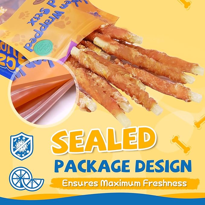 Gazeupon Rawhide Free Dog Treats, Chicken Wrapped Cod Sticks, Healthy Training Treats, Soft Chewy Snacks for Small Dogs w/Glucosamine Chondroitin, Low Fat