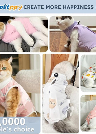 Cat Recovery Suit for Spay Abdominal Wounds, Breathable Cat Onesie for Cats After Surgery Female, Kitten Surgical Recovery Suit Female Cone of Shame Alternative for Cats Anti Licking