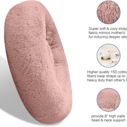 SAVFOX Plush Calming Dog & Cat Beds - Donut Shaped, Comfy Cuddler in Faux Fur, Washable, Multiple Sizes XS-XXL