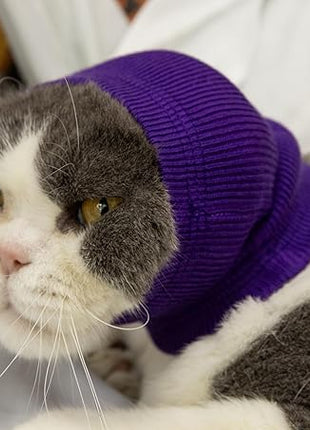 Cat Hematoma Ear Wrap, Cat Ear Wrap Cats Anxiety Relief – Noise Canceling for Fireworks, Thunderstorms Purple S