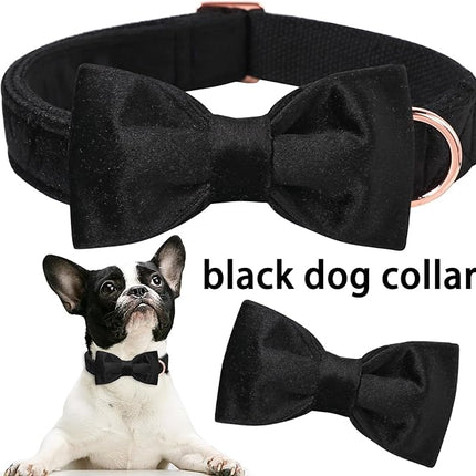 ARING PET Bowtie Dog Collar,Velvet Dog Collars with Removable Bowtie, Adjustable Bowtie Collar for Girl and Boy Dogs.