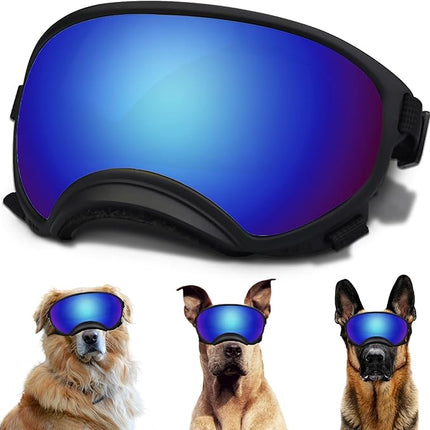 Large Dog Sunglasses with Adjustable Strap UV Protection, Winproof Dog Puppy Sunglasses, Suitable for Medium-Large Dog Pet Glasses, Dogs Eyes Protection(Colorful)