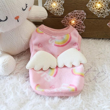 FLAdorepet 3 Packs Teacup Dog Cat XXS Clothes for Chihuahua Yorkie,Winter Warm Fleece Puppy Pet Clothes Sweater Shirt Vest for Mini Newborn Extra Small Dogs (Angel, XXXS(Pet Under 1LBS))