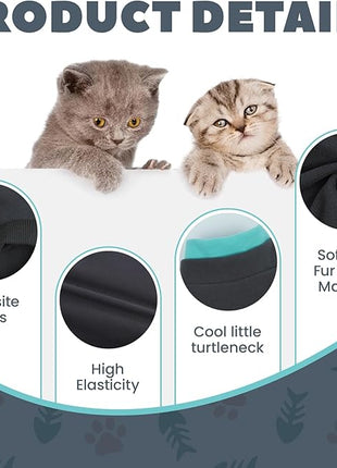 Cat Hair Sticky Onesie, Prevent Hair Loss Cat Pajamas, Long Sleeves Anti-Licking & Skin Disease Recovery Suit for Cats, Sphynx Clothes Costumes Outfits for Pet