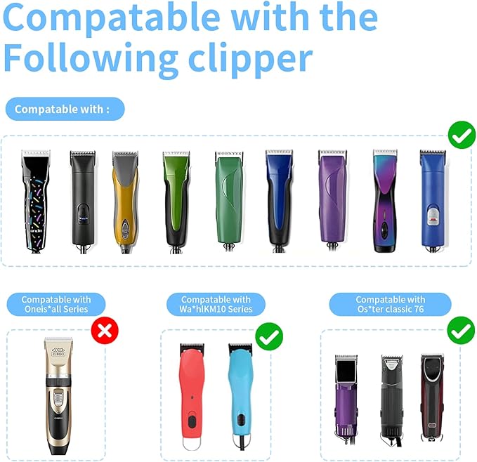 Size 10+15+30+40+7FC+5FC+4F+3-3/4FC Detachable Dog Grooming Blades, Compatible with Andis, Oster A5, Wahl KM10 Series Clippers, Silver (8 Packs)