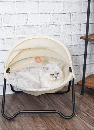 Cat Bed, Pet Hammock Bed for Cats and Dogs, Comfortable and Breathable Elevated Cat & Dog Nest, Easy to Assemble, Cover Removable and Washable, Suitable for Indoor and Outdoor Use (Cream)