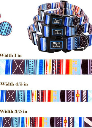 Roses&Poetry Dog Collar with Colourful Stripe Patterns, Adjustable Durable Puppy Collars for Small Medium Large Dogs (Stripe-XS)