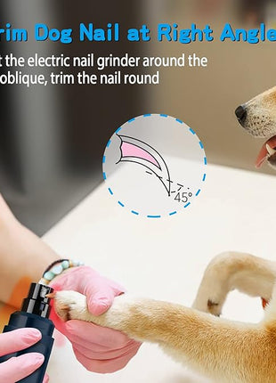 Casfuy Dog Nail Grinder Upgraded - Professional 2-Speed Electric Rechargeable Pet Nail Trimmer Painless Paws Grooming & Smoothing for Small Medium Large Dogs & Cats(Dark Blue)
