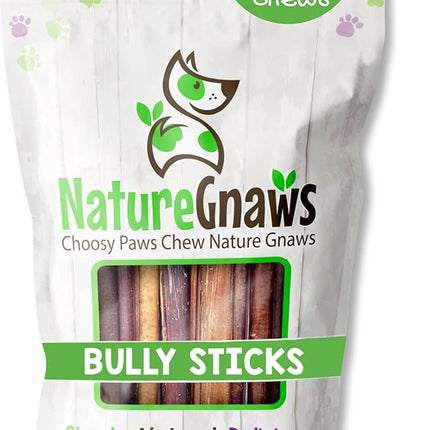 Nature Gnaws Large Bully Sticks for Dogs 5-6" (3 Count) - Thick Long Lasting for Aggressive Chewers and Large Dogs - Natural Beef Dog Chew Bones