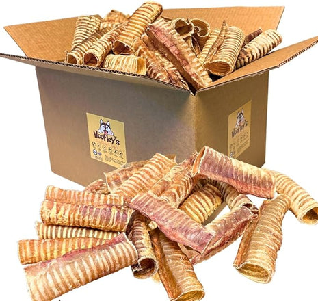 Woofley's Beef Trachea - (6 Inch 50 Pack) - Trachea Treats for Dogs - Natural Source of Glucosamine and Chondrotin for Joint Health - 100% Natural Beef Windpipe for Dogs