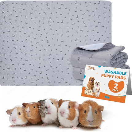 Washable Pee Pads for Small Pet, 2 Pack Reusable Pet Training Pads Washable,36x72 Absorbent Reusable Whelping Pads, Non-Slip Dog Mats with Bone Print for Rabbit Guinea Pig Hamster Puppy