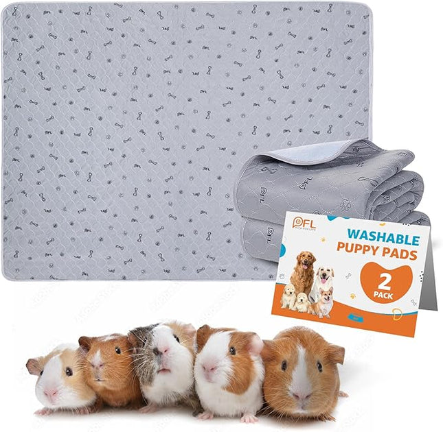 Washable Pee Pads for Small Pet, 2 Pack Reusable Pet Training Pads Washable,36x72 Absorbent Reusable Whelping Pads, Non-Slip Dog Mats with Bone Print for Rabbit Guinea Pig Hamster Puppy