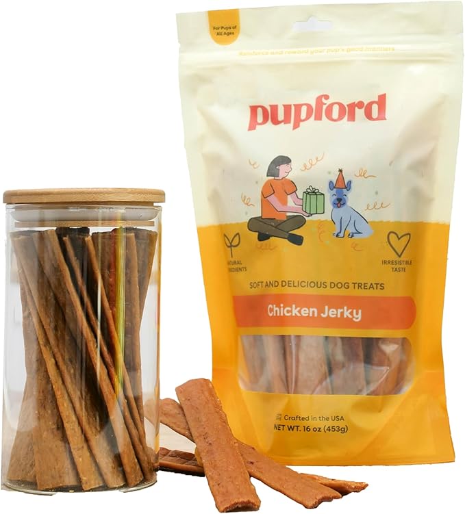 Pupford Chicken Jerky for Dogs & Puppies, All-Natural, Healthy Dog Treats, No Fillers, Made in USA (10 oz)
