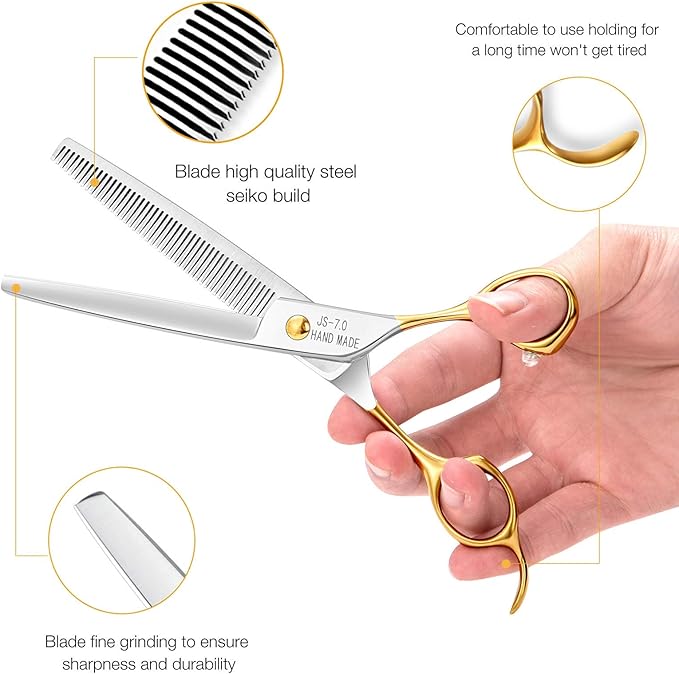 JASON 7.5" Thinning Shears for Dogs 40-Teeth Dog Grooming Blending Shear Professional Pet Thinners Blender Scissors Trimming Kit for Groomers