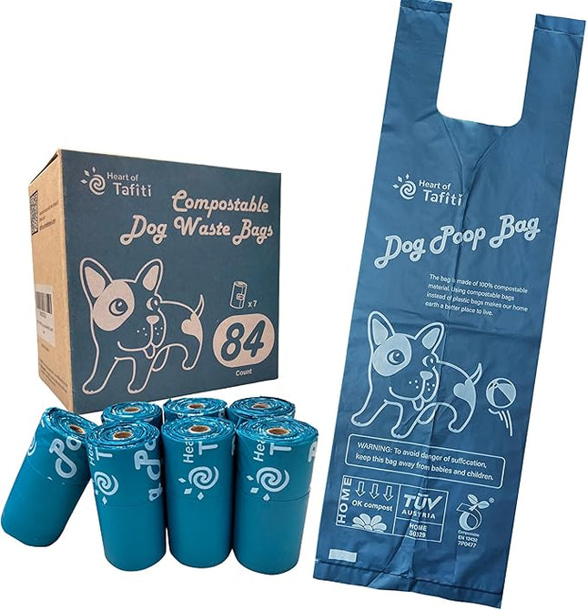 Home Compostable Dog Poop Bags with Handles, Dog Bags for Poop, Doggie Poop Bags, Extra Thick & Leak Proof, Unscented, Eco-Friendly 9 x 13 Inches, 84 Count