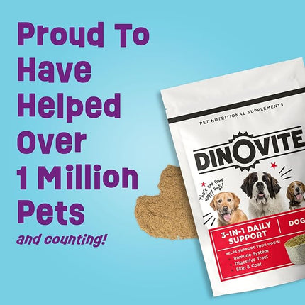 Dinovite Probiotic Supplement for Dogs - Omega 3 - Hot Spot Relief - Skin & Coat Supplement - 30 Day Supply (30 Day Supply, Large Dogs (45+ lbs))