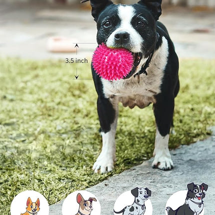 3.5" Spike Dog Balls With Squeaky, Thicker and Durable, 2 Pack Chew Toys for Teeth Cleaning and Training, Ball Toys for Aggressive Chewers, Puppy Small Medium Large Dogs