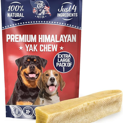 Devil Dog Pet Co. Himalayan Yak Cheese Dog Chews, Extra Large - 1 Pack, 100% Natural & Healthy, Lactose-Free, Long-Lasting Dog Treats, Premium Yak Milk Chew Bones for Dogs
