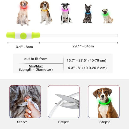 Light Up Dog Collar, Dlitk Rechargeable Cuttable LED Dog Collars, Pet Safety Light at Night Walking for Small Medium Large Dogs, Do Not Use Fast Charging (Green)