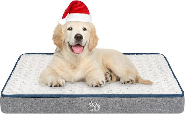 EMPSIGN Reversible Cool and Warm Dog Bed for Crate Pad, Pet Beds with Washable and Removable Cover, Dogs Crate Beds Sleeping Mats, Beds for Dog Crate for Large Medium Small Dogs, Grey