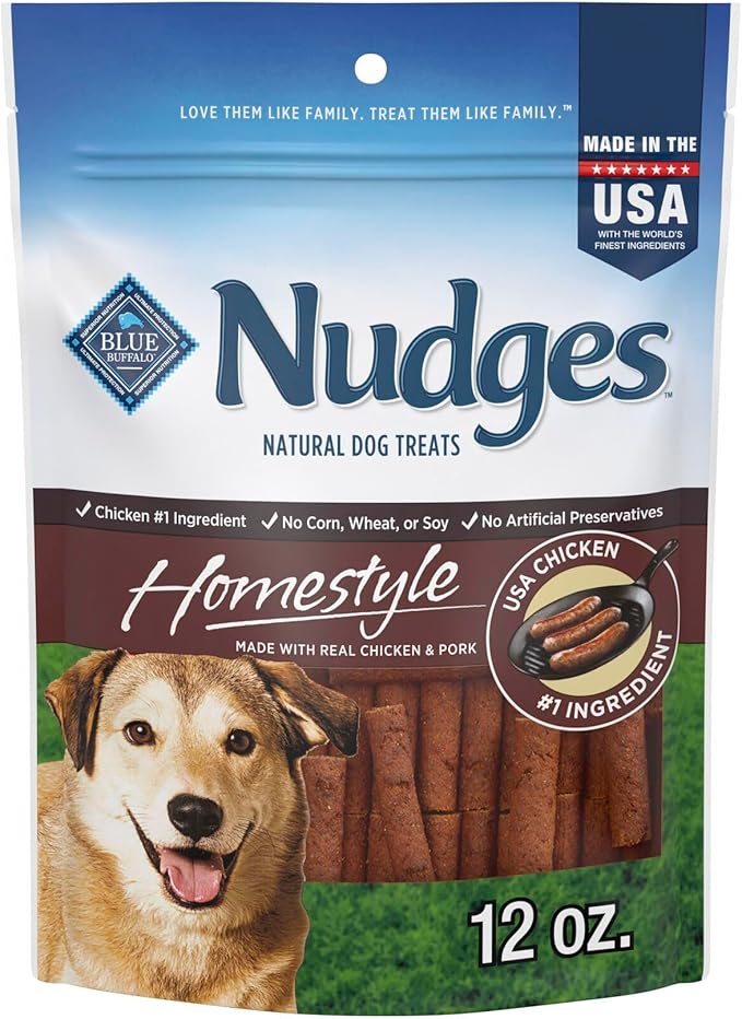 Blue Buffalo Nudges Homestyle Natural Dog Treats, Chicken and Pork, 12-oz Bag