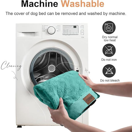 Large Dog Bed Orthopedic Washable: Beds Bolster XXL Bed Big XLarge Dogs Egg Crate Foam Sofa Couch Waterproof Removable Cover - Aqua Blue