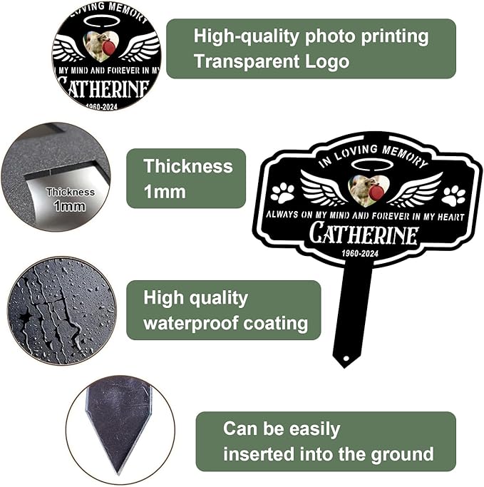 Personalized Metal Dog Grave Markers Stake, Pet Memorial Outdoor Garden Sign Plaque, Custom Pets Name Marker for Cemetery, Pet Loss Sympathy Gift
