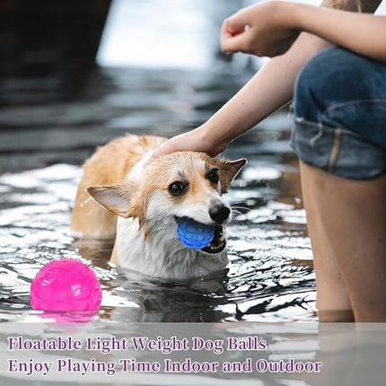 3'' Squeaky Dog Toy Balls for Lagre Medium Breed, Indestructible Dog Balls for Playing, Fetching & Retrieving, Durable Aggressive Chewers, 3 PCS Pink+Purple+Blue