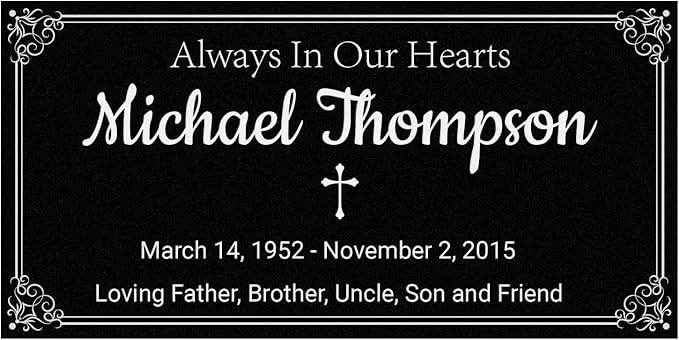 HDSD 12x6'' Personalized Pet Memorial Stones Black Granite Headstones for Dogs Laser Engraved with Photo (Single)