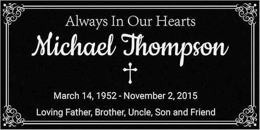 HDSD 12x6'' Personalized Pet Memorial Stones Black Granite Headstones for Dogs Laser Engraved with Photo (Single)