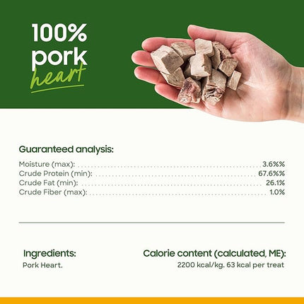smallbatch Pets Premium Freeze-Dried Pork Heart Treats for Dogs and Cats, 3.5 oz, Made and Sourced in The USA, Single Ingredient, Humanely Raise Meat, No Preservatives or Anything Artificial