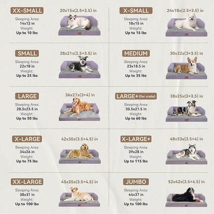 Large Dog Bed Orthopedic Washable, Orthopedic Dog Beds with Egg Foam Support, Removable, Machine Washable Plush Cover and Non-Slip Bottom for XXLarge Extra Large Dogs - Purple Dogs Bed