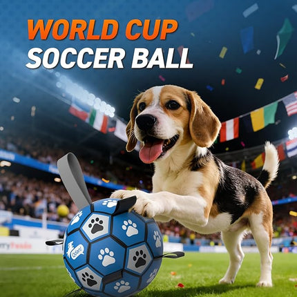 QDAN Dog Balls Toys, Soccer Ball with Straps, Balls for Dogs for Small Medium Puppy, Herding Ball Toy, Birthday Gifts (6 Inch)
