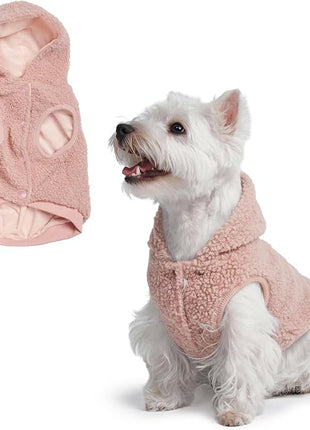 Spark Paws Fleece Dog Jacket, Hooded Sweater Vest, Warm Coat for Winter - Suitable for Small Medium Large XL XXL Breeds - Pink - M