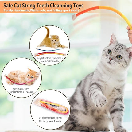 Retro Shaw Cat Chew Toys Ropes 3Pcs with Natural Catnip & Silvervine, Cat Nip String Toy, Interactive Kicker Safe Teeth Cleaning Kitten Toys for Indoor Cats Kitty, 23.6 Inches