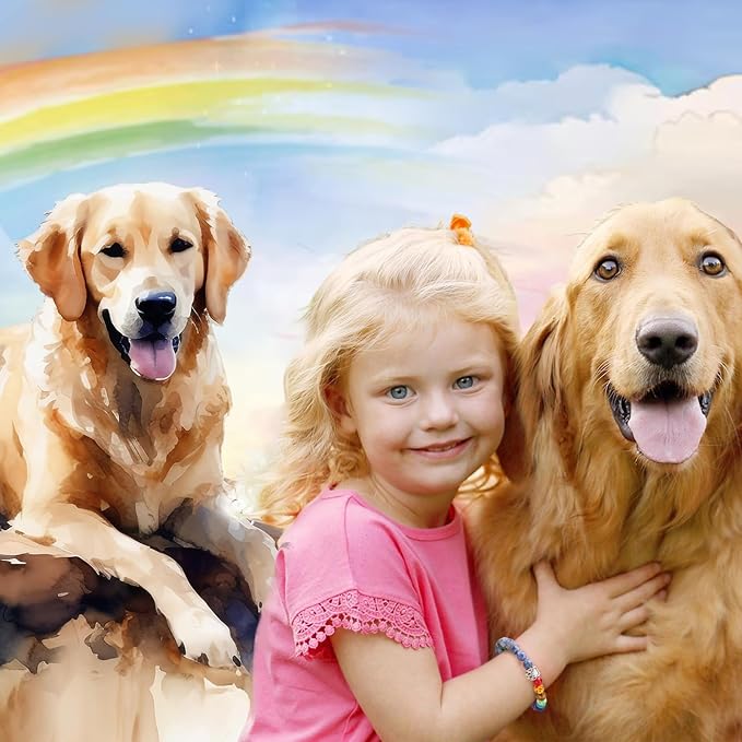 Pet Memorial Gifts for Dogs, Rainbow Bridge Bracelet for Dog Cat, Pet Sympathy Gift, 8MM Mixed Color Bead 7 Chakra Pet Memorial Bracelet for Women Men Who Loss of Pets, Dog Remembrance Gift