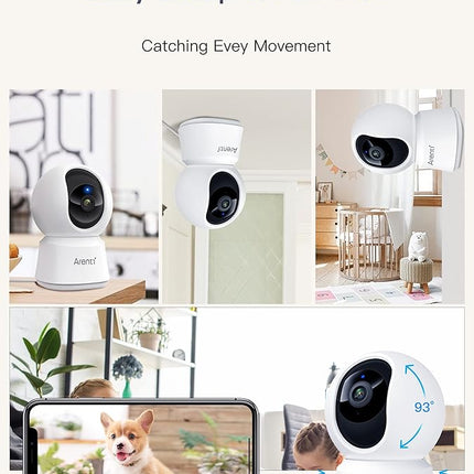 ARENTI 5G Indoor Security Camera, 4MP Pet Camera with Speaker for Dog/Cat, Baby Monitor with Phone App, Dual-Band WiFi, Auto Tracking, Super Night Vision, 2-Way Talk, Cloud & SD Card Storage(P2Q)