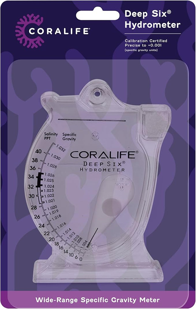 Coralife Aquarium Fish Tank Deep Six Hydrometer For Measuring Water Salinity PPT and Specific Gravity