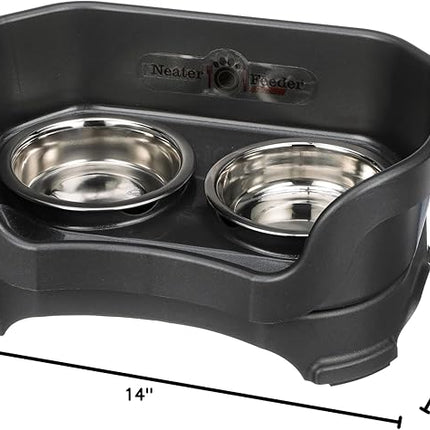 Neater Feeder Deluxe Mess Proof Cat Bowls Elevated for All Breeds – Made in USA – No Spill Raised Bowls for Indoor Cats – Stainless Steel Food and Water Bowl Set, Pet Dish Feeding Station, Black