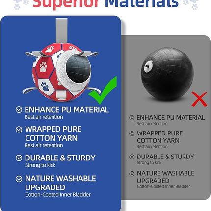 Diman Dog Balls, Dog Soccer Ball with Straps for Indoor Outdoor Play, Pet Toys Balls for Small Medium Dogs, Dog Birthday Gift, Interactive Dogs Toy for Tug of War (6 inch)