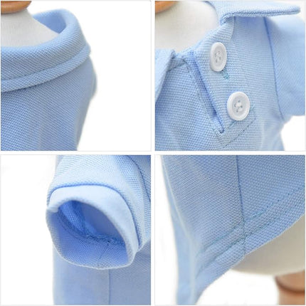 lovelonglong Basic Dog Polo Shirts Premium Cotton, Polo T-Shirts for Large Medium Small Dogs with a Two-Button Collar Blank Color Sky-Blue XXL