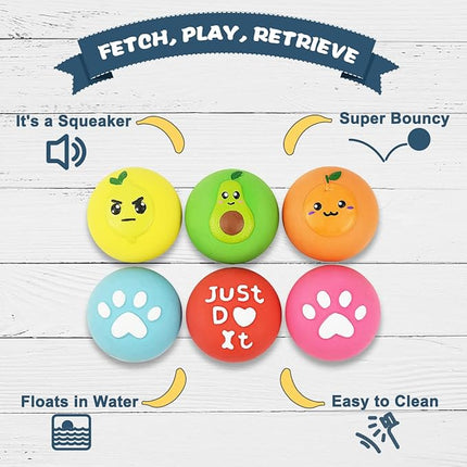 Squeaky Dog Toys, Soft Latex Rubber Squeaky Dog Ball for Small Dogs Puppies, Cute Bounce Squeak Toys Balls with Funny Cute Face