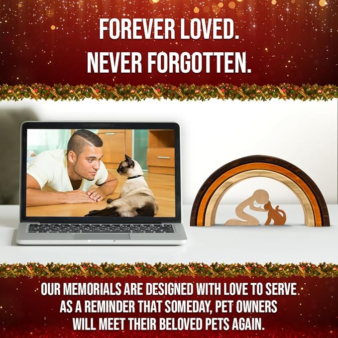 Capti Rainbow Bridge Dog Memorial Gifts, Cat Memorial Gifts - I'll Meet You at The Rainbow Bridge - Pet Loss Gifts, Bereavement, Sympathy Keepsake Dog Mom, Dog Dad for Loss of Pet (Cat and Man)