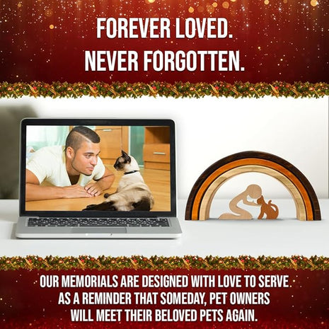 Capti Rainbow Bridge Dog Memorial Gifts, Cat Memorial Gifts - I'll Meet You at The Rainbow Bridge - Pet Loss Gifts, Bereavement, Sympathy Keepsake Dog Mom, Dog Dad for Loss of Pet (Cat and Man)