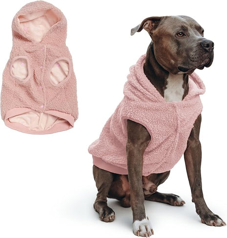 Spark Paws Fleece Dog Jacket, Hooded Sweater Vest, Warm Coat for Winter - Suitable for Small Medium Large XL XXL Breeds - Pink - 4XL