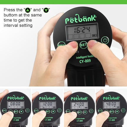 Automatic Fish Feeder for Aquarium - Rechargeable Fish Food Auto Dispenser Vacation Turtle Feeder with USB Charger Cable，LCD Screen, Customized Schedule，Black