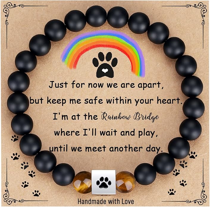 TONY & SANDY Dog Memorial Gifts, Pet Sympathy Rainbow Bridge Pet Memorial Bracelet for Men Women Girls Who Loss of Beloved Dog Cat
